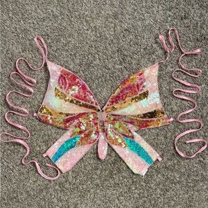 pink multicolored sequin butterfly top🎀